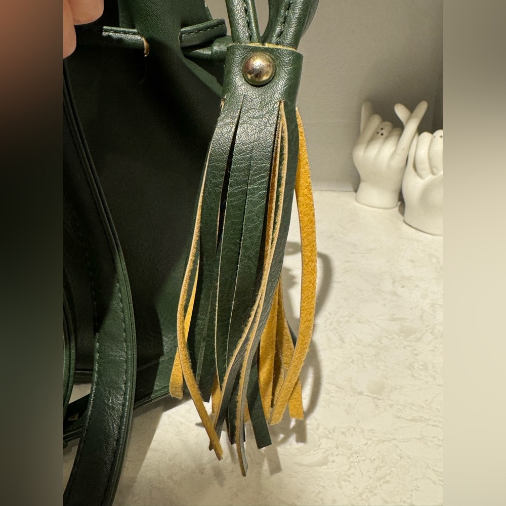 Green Faux Leather Bucket Bag - Picture 9 of 15